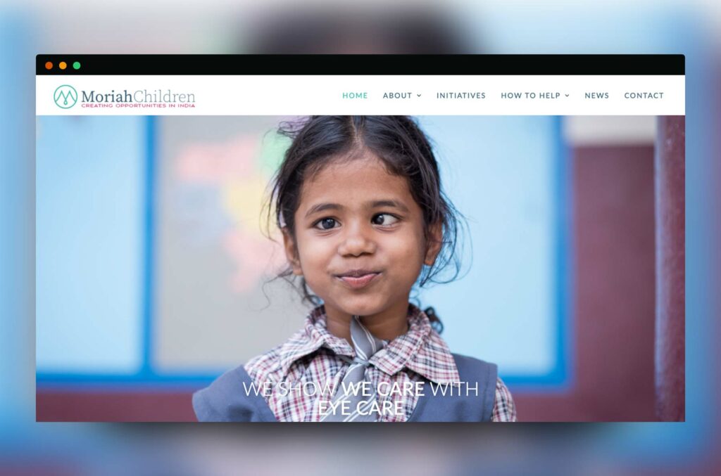 Screen capture of a website showing non-profit fund-raising photography
